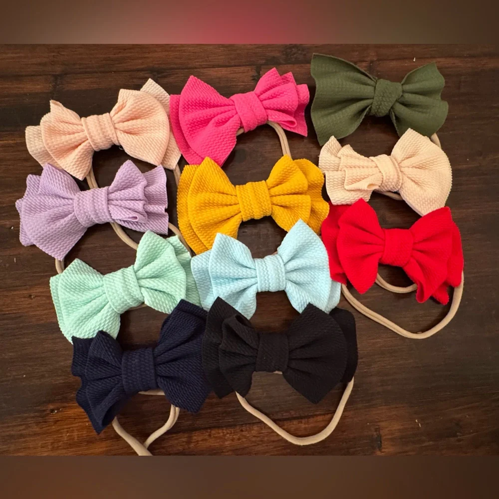 Colorful Bow Headband Set for girls. Infant toddler hair bows. 11 total